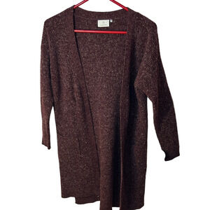 Kaffe Cozy Rich Burgundy Wool Mohair Blend Open-Front Cardigan Medium